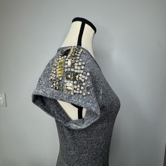 Maje Grey Jersey Dress – Embellished Shoulders, Size 1 - Picture 4 of 9